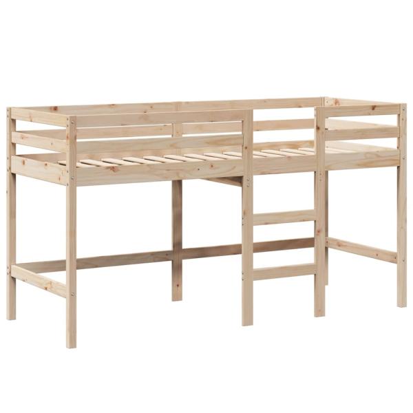 Hochbett mit Leiter und Dach 90x190 cm Massivholz Kiefer