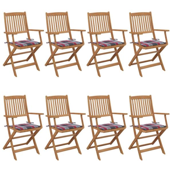 ARDEBO.de - Klappbare Gartenstühle 8 Stk. mit Kissen Massivholz Akazie