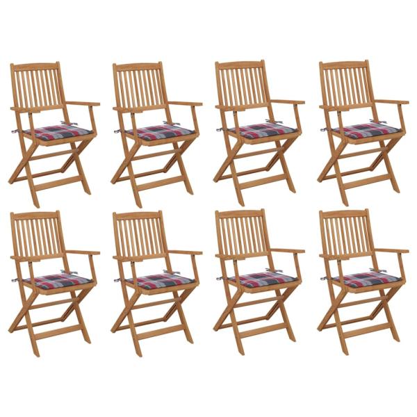 ARDEBO.de - Klappbare Gartenstühle mit Kissen 8 Stk. Massivholz Akazie