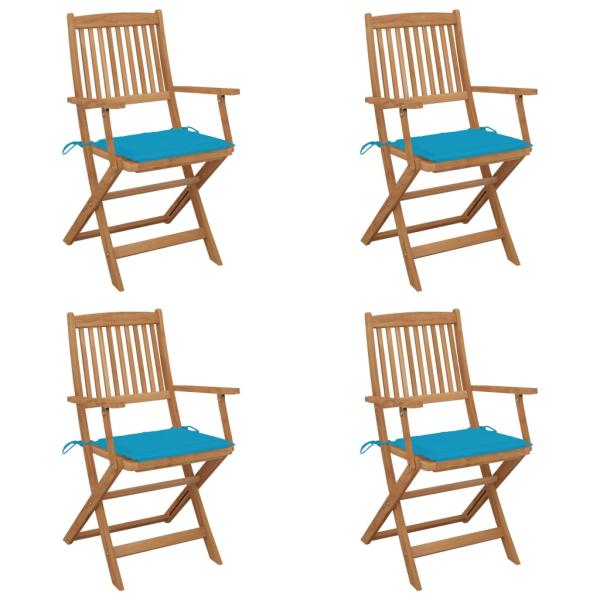 ARDEBO.de - Klappbare Gartenstühle 4 Stk. mit Kissen Massivholz Akazie