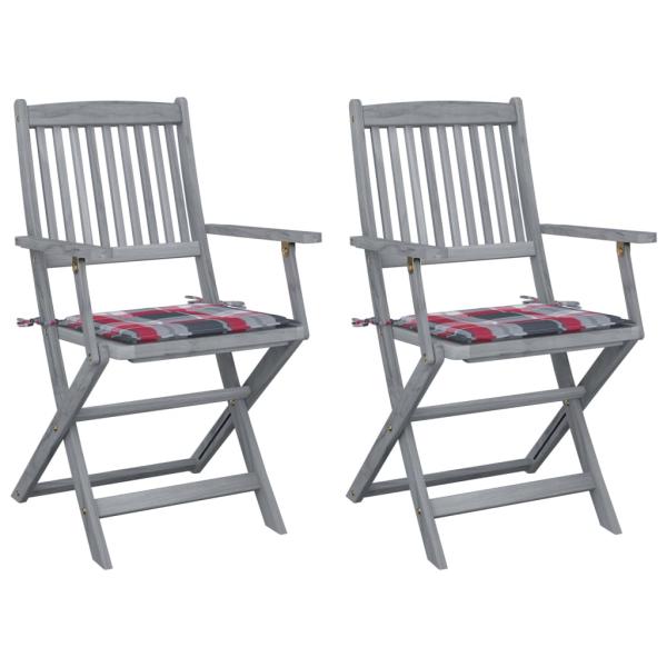 ARDEBO.de - Klappbare Gartenstühle 2 Stk. mit Kissen Massivholz Akazie
