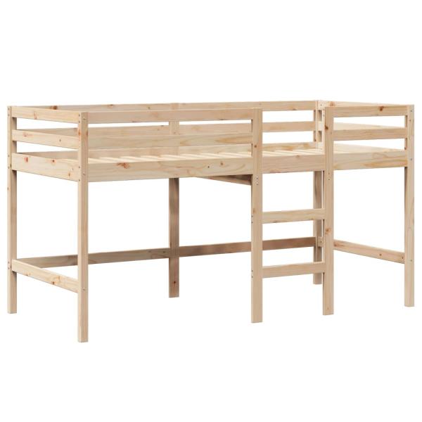 Hochbett mit Leiter und Dach 90x190 cm Massivholz Kiefer