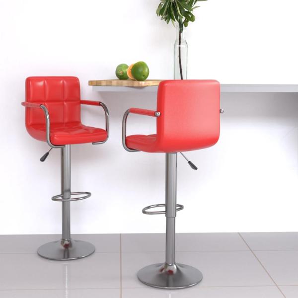 ARDEBO.de - Barhocker 2 Stk. Rot Kunstleder
