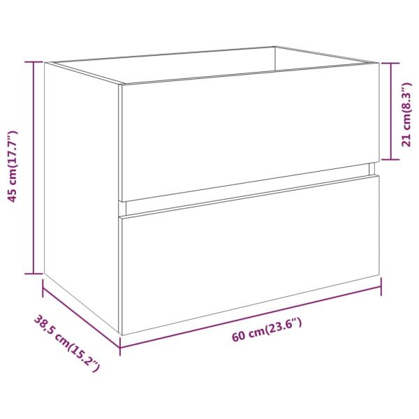 Waschbeckenunterschrank Eichen-Optik 60x38,5x45cm Holzwerkstoff