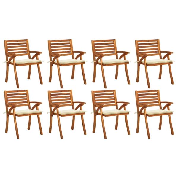 ARDEBO.de - Gartenstühle mit Kissen 8 Stk. Massivholz Akazie