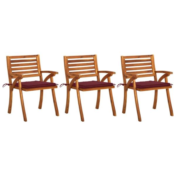 ARDEBO.de - Garten-Essstühle mit Kissen 3 Stk. Massivholz Akazie