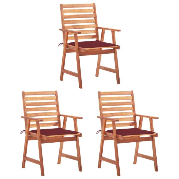 ARDEBO.de - Garten-Essstühle 3 Stk. mit Kissen Massivholz Akazie