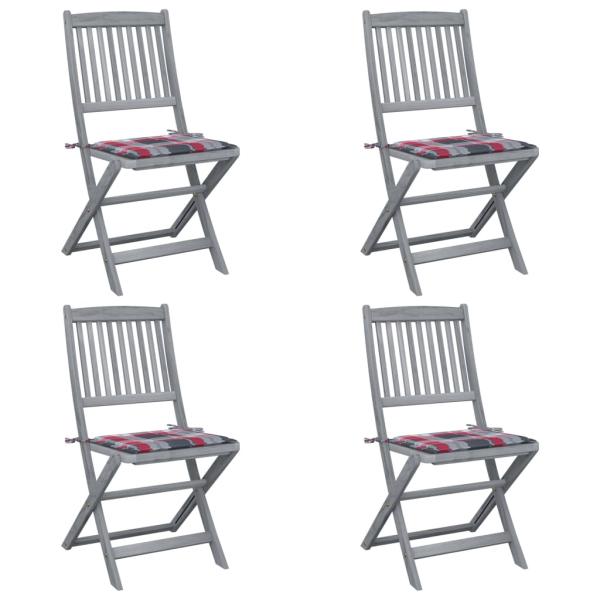ARDEBO.de - Klappbare Gartenstühle 4 Stk. mit Kissen Massivholz Akazie