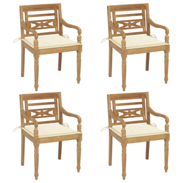 ARDEBO.de - Batavia-Stühle mit Kissen 4 Stk. Massivholz Teak