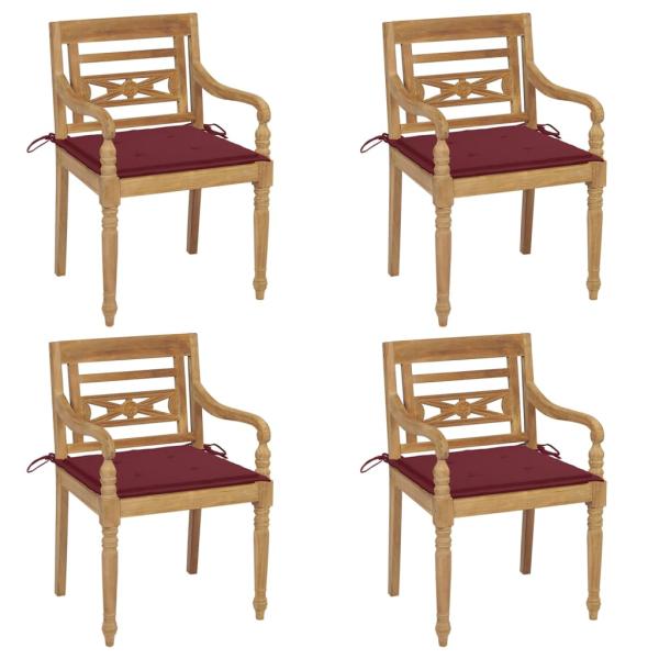 ARDEBO.de - Batavia-Stühle mit Kissen 4 Stk. Massivholz Teak