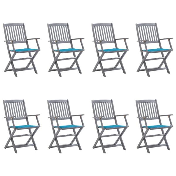ARDEBO.de - Klappbare Gartenstühle 8 Stk. mit Kissen Massivholz Akazie
