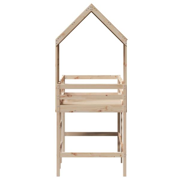 Hochbett mit Leiter und Dach 90x190 cm Massivholz Kiefer
