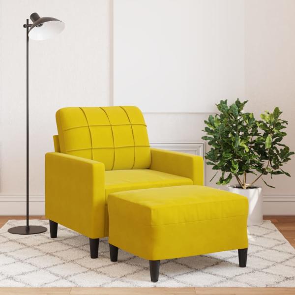 ARDEBO.de - Sessel mit Hocker Gelb 60 cm Samt