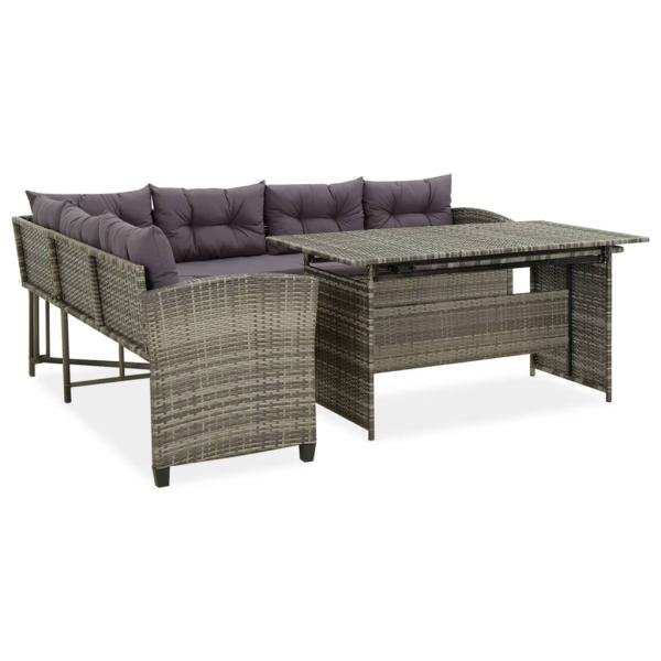 ARDEBO.de - 2-tlg. Garten-Lounge-Set mit Kissen Poly Rattan Grau