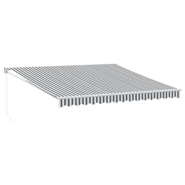 Markise Einziehbar Anthrazit und Weiß 4x3 m Stoff und Aluminium