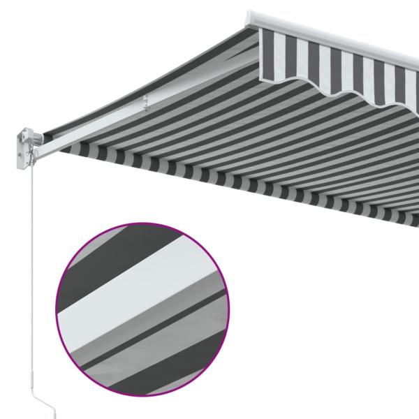 Markise Einziehbar Anthrazit und Weiß 4x3 m Stoff und Aluminium
