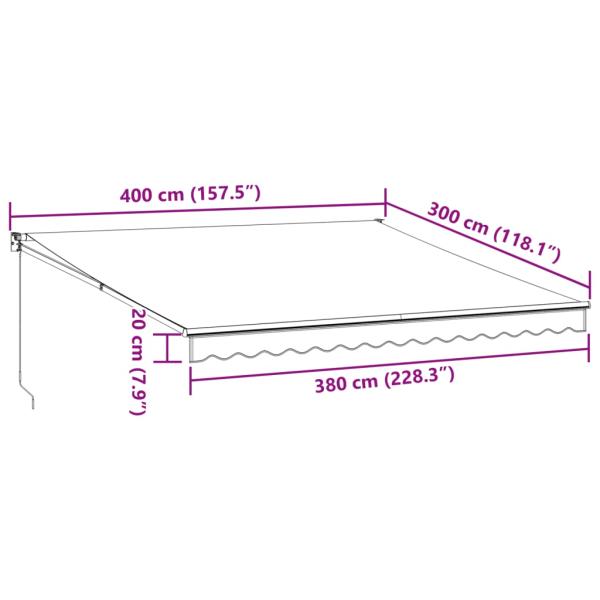Markise Einziehbar Anthrazit und Weiß 4x3 m Stoff und Aluminium