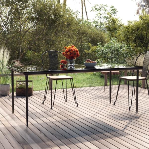 ARDEBO.de - Garten-Esstisch Schwarz 200x100x74 cm Stahl und Hartglas