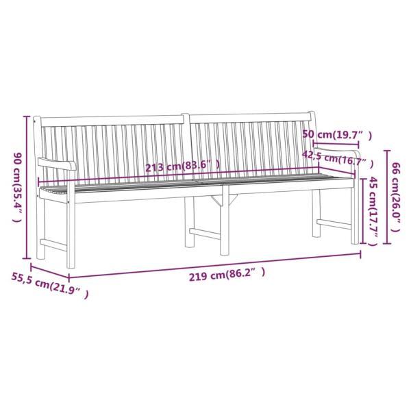 ARDEBO.de - Gartenbank 219 cm Massivholz Akazie