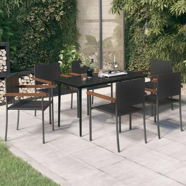 ARDEBO.de - 7-tlg. Garten-Essgruppe Schwarz