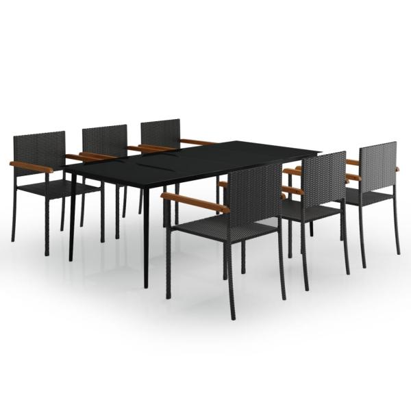 7-tlg. Garten-Essgruppe Schwarz