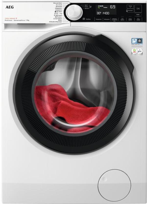 ARDEBO.de AEG LR7E70698 9kg Frontlader Waschmaschine, 60 cm breit, 1600 U/Min, Aqua Control, ProSteam, UniversalDose, WiFi, weiß