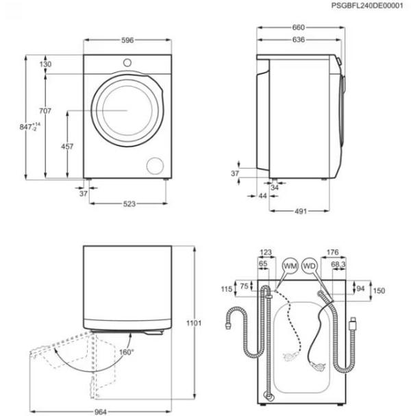 AEG LR7E70698 9kg Frontlader Waschmaschine, 60 cm breit, 1600 U/Min, Aqua Control, ProSteam, UniversalDose, WiFi, weiß