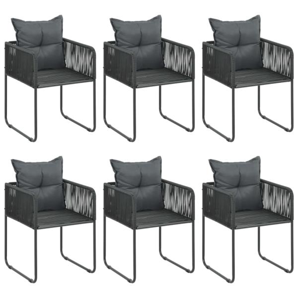 7-tlg. Garten-Essgruppe PVC Rattan Schwarz