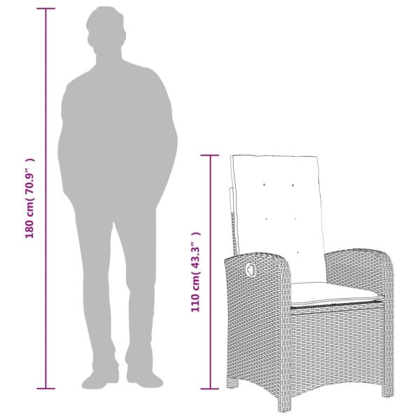 7-tlg. Garten-Essgruppe mit Kissen Braun Poly Rattan