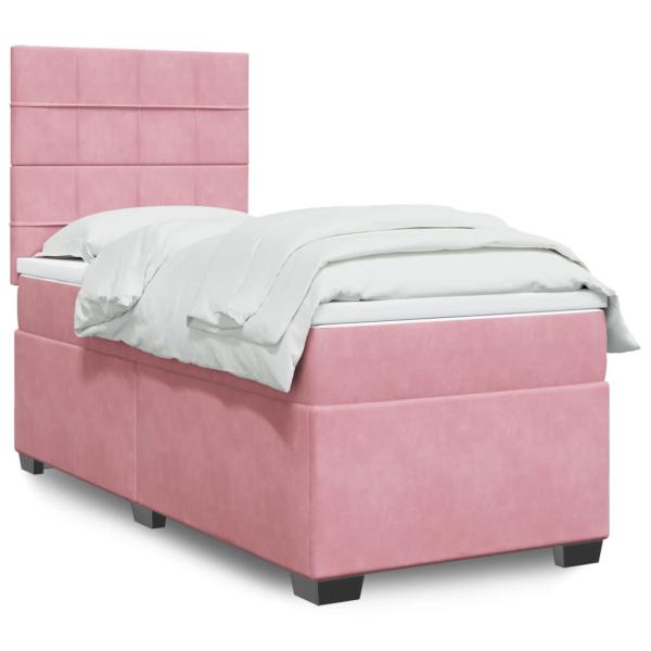 ARDEBO.de - Boxspringbett mit Matratze Rosa 90x190 cm Samt