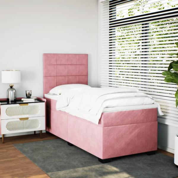 Boxspringbett mit Matratze Rosa 90x190 cm Samt