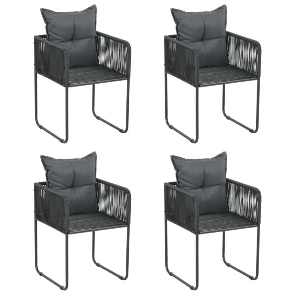 ARDEBO.de - Gartenstühle 4 Stk. mit Kissen Poly Rattan Schwarz