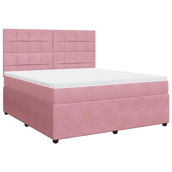 Boxspringbett mit Matratze Rosa 180x200 cm Samt