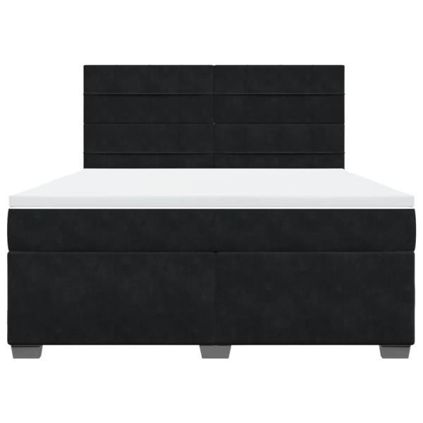 Boxspringbett mit Matratze Schwarz 180x200 cm Samt