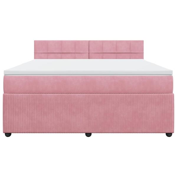 Boxspringbett mit Matratze Rosa 180x200 cm Samt
