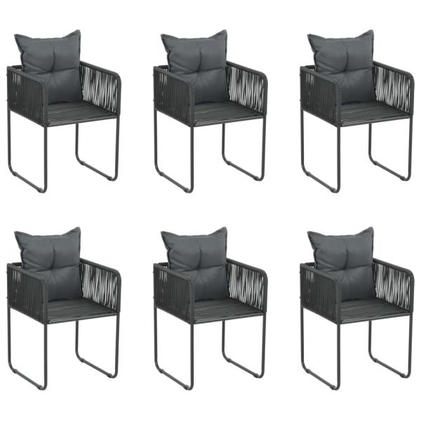 ARDEBO.de - Gartenstühle 6 Stk. mit Kissen Poly Rattan Schwarz