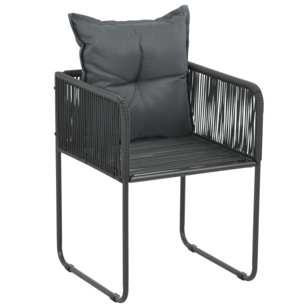 Gartenstühle 6 Stk. mit Kissen Poly Rattan Schwarz