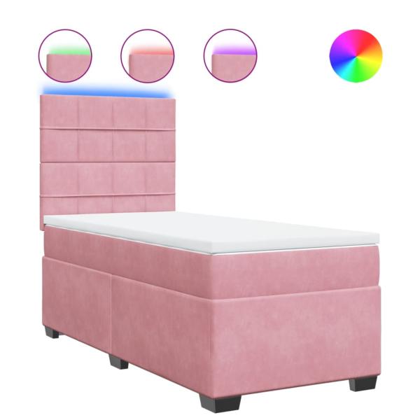 Boxspringbett mit Matratze Rosa 90x190 cm Samt
