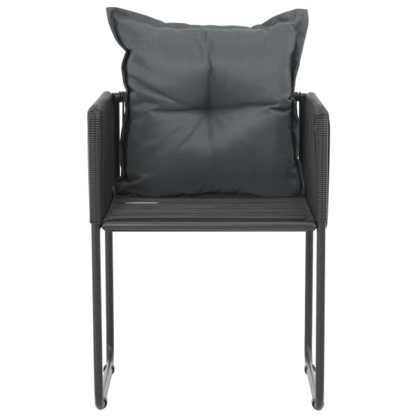 Gartenstühle 2 Stk. mit Polstern Poly Rattan Schwarz