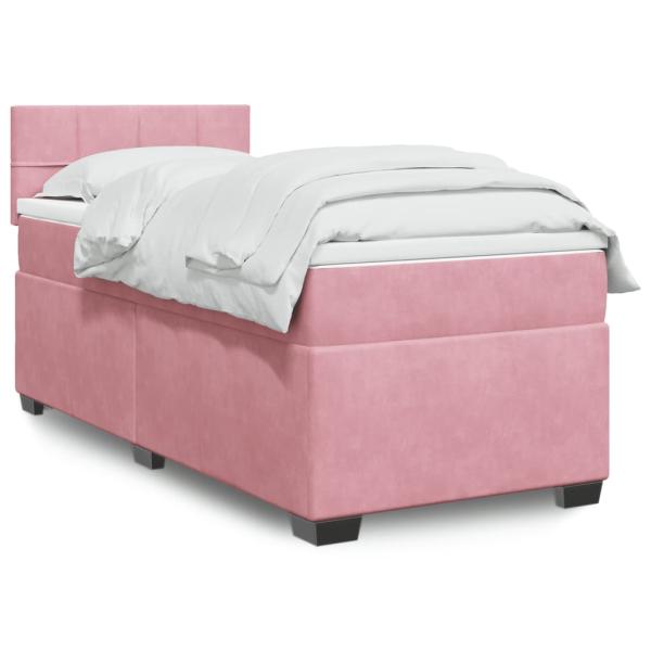 ARDEBO.de - Boxspringbett mit Matratze Rosa 90x190 cm Samt