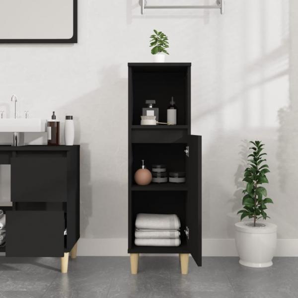 ARDEBO.de - Badschrank Schwarz 30x30x100 cm Holzwerkstoff
