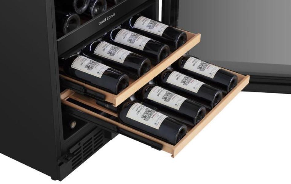 Hisense RW3N122GSLF Weintemperierschrank, 60 cm breit, 46 Standardflaschen, WLAN, DualTempZone, schwarz