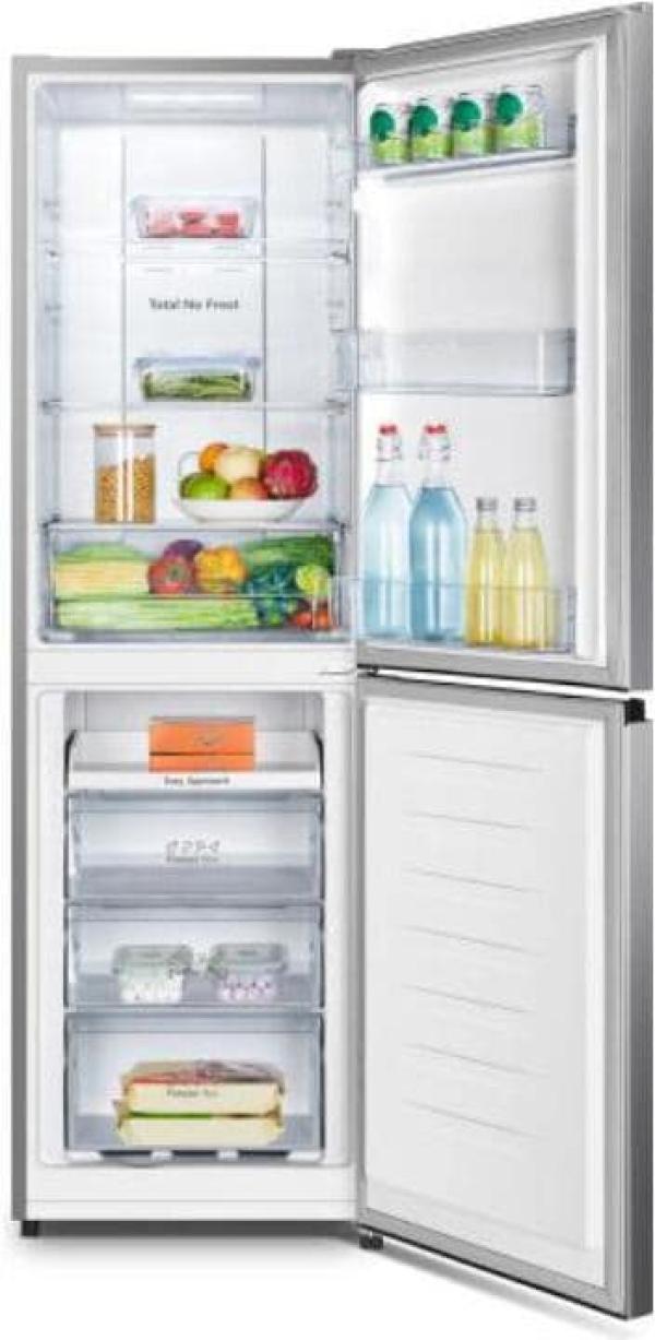 Hisense RB327N4ADD Stand Kühl-Gefrierkombination, 55 cm breit, 256 L, Total No Frost, Multi Air Flow, LED Innenbeleuchtung, silber