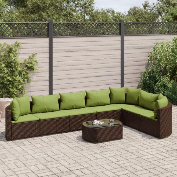 ARDEBO.de - 8-tlg. Garten-Sofagarnitur mit Kissen Braun Poly Rattan