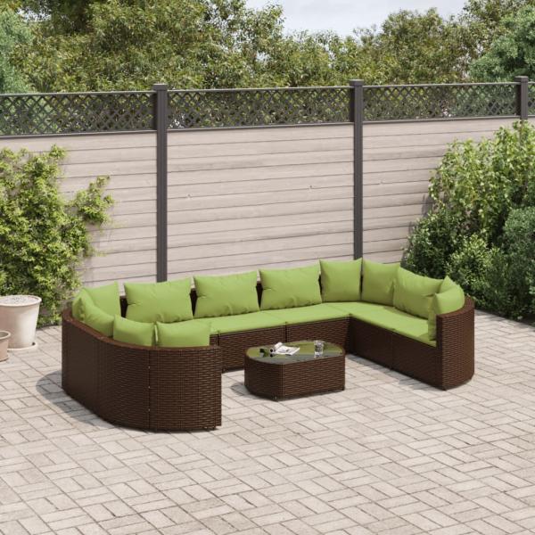 ARDEBO.de - 10-tlg. Garten-Sofagarnitur mit Kissen Braun Poly Rattan