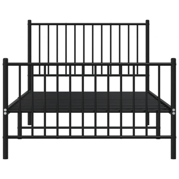 Bettgestell mit Kopf- und Fußteil Metall Schwarz 100x190 cm