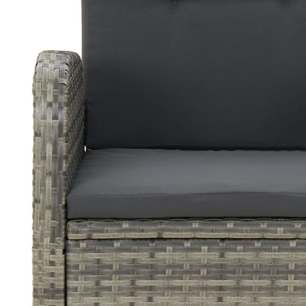 ARDEBO.de - 7-tlg. Garten-Essgruppe mit Kissen Grau Poly Rattan