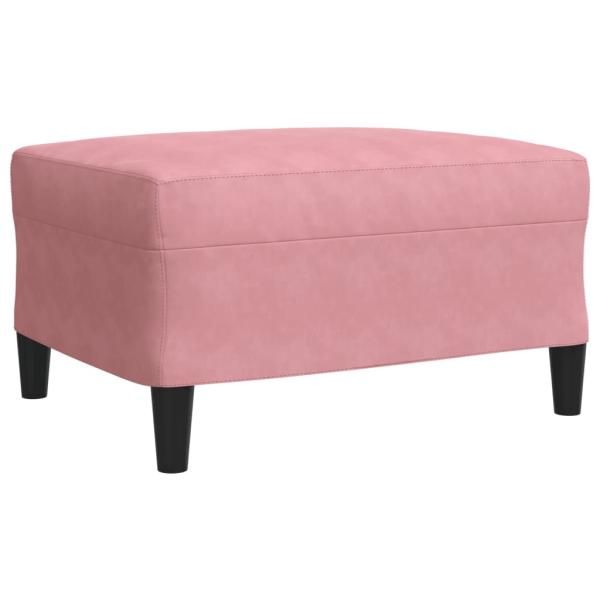 3-tlg. Sofagarnitur mit Kissen und Nackenrollen Rosa Samt