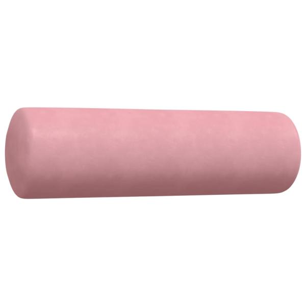 3-tlg. Sofagarnitur mit Kissen und Nackenrollen Rosa Samt