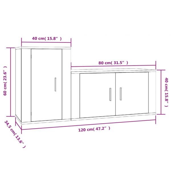 2-tlg. TV-Schrank-Set Sonoma-Eiche Holzwerkstoff